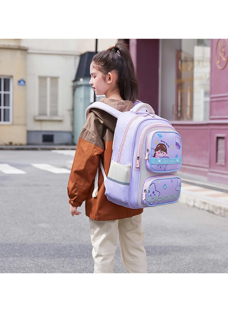 SUN EIGHT Premium 16.5 inches Kids Backpack Light Weight Water Resistant Multifunctional School Daypack for Girls, SE22142, Purple - Image 2